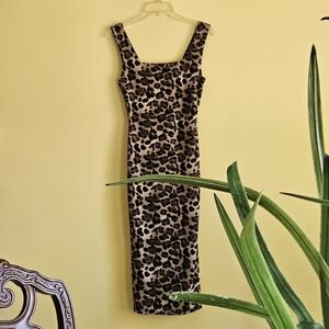 Leopard Print Knit Midi Dress